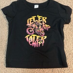 Shein Black Graphic Moto Tee - "Let'er Rip"